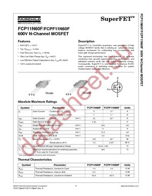 FCPF11N60F datasheet  